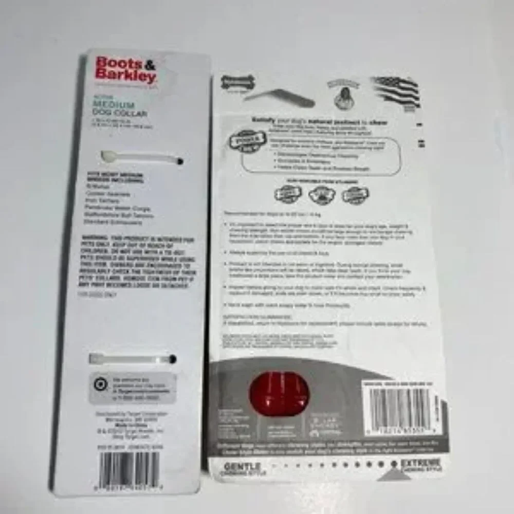Dog Collar Blue with Teal Stripes by Boots & Barkley Medium and Red Nylabone NEW